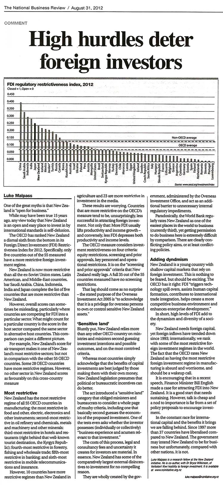 NBR High hurdles deter foreign investors